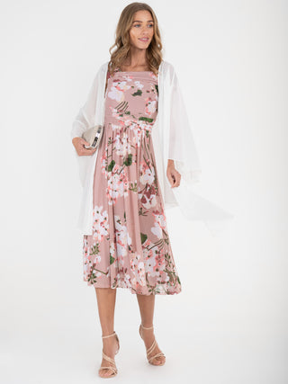 Bardot Womens Floral Print Lattice Trim Midi Dress,Jolie Flrl,8