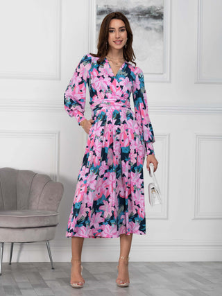 Jolie Moi Allyn Long Sleeved Maxi Dress, Floral Multi