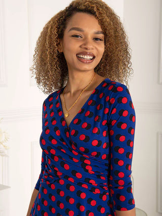 3/4 sleeve ruched dress Oahu Crossover Ruched 3/4 Sleeve Knee Length Dress