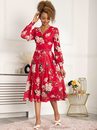 Jolie Moi Jasmine Long Sleeve Mesh Dress, Cerise Jolie Moi Retail Jolie Moi Jasmine Long Sleeve Mesh Dress, Cerise Jolie Moi Retail