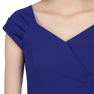 Jolie Moi Crossover Front Ruched Dress, Royal Blue
