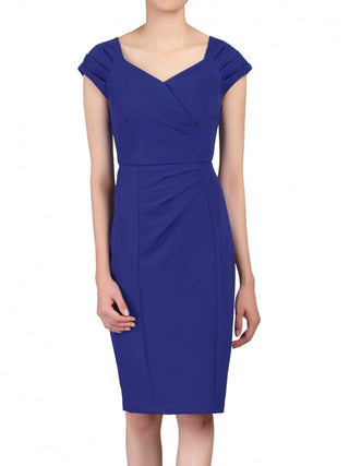 Jolie Moi Crossover Front Ruched Dress, Royal Blue