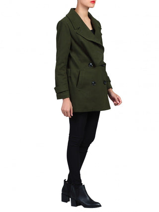 Jolie Moi Asymmetric Front Coat, Soldier Green