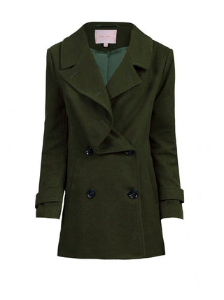Jolie Moi Asymmetric Front Coat, Soldier Green