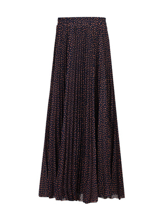 Print Pleated Maxi Skirt, Navy Star