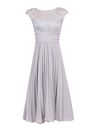 Cindy Lace Bodice Pleated Dress, Silver Grey Jolie Moi Retail Cindy Lace Bodice Pleated Dress, Silver Grey Jolie Moi Retail