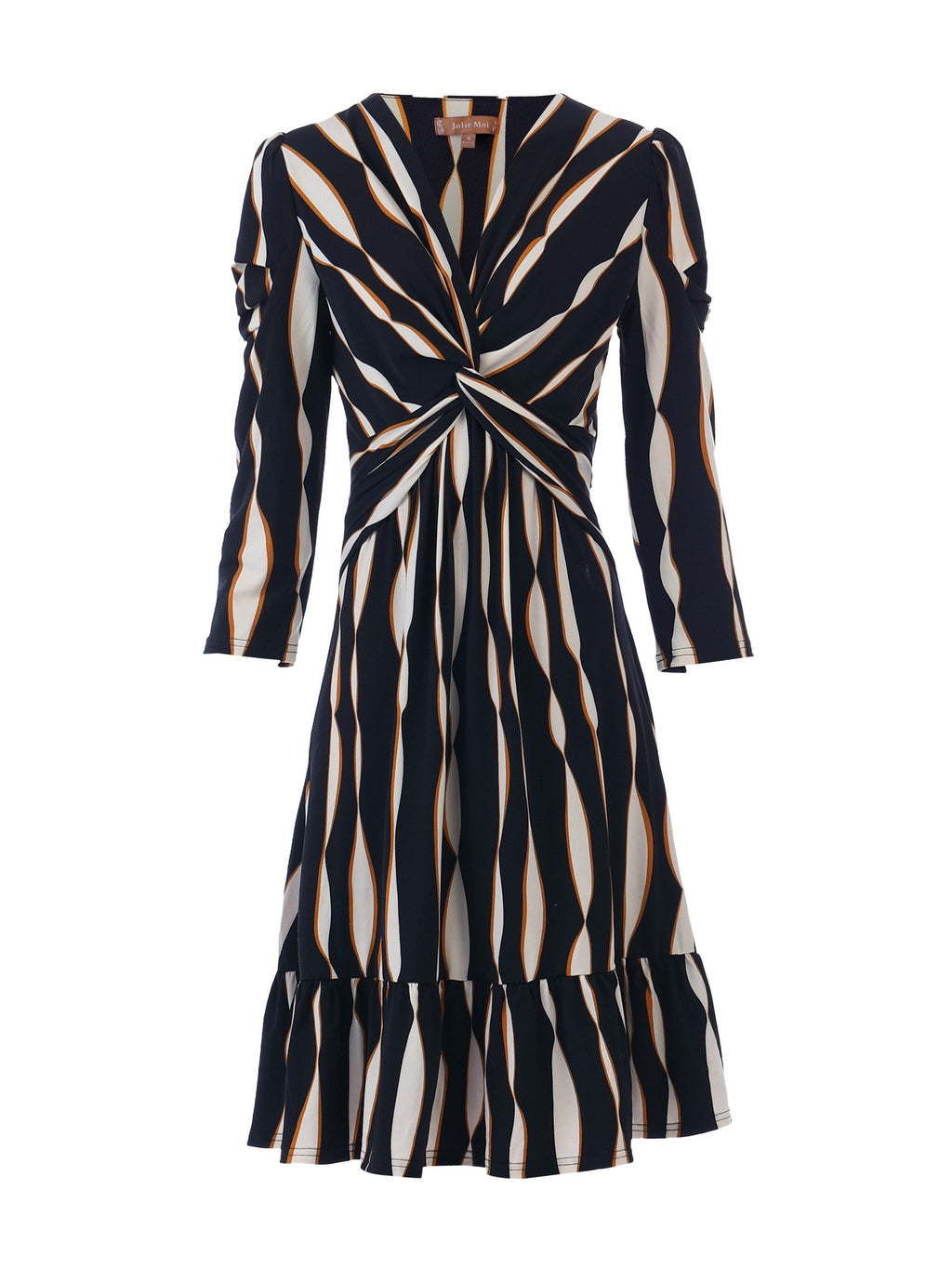 Retro Geometric Flare Hem Dress, Royal, Black Wave – Jolie Moi Retail