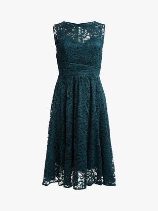 Fit & Flare Lace Prom Bridesmaid Dress, Dark Teal