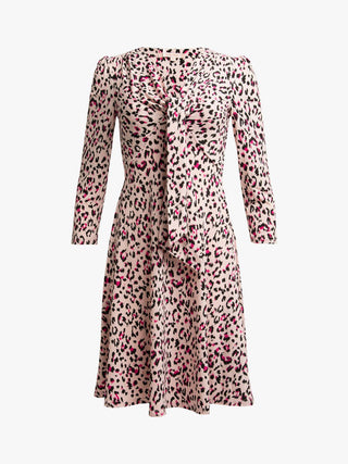 Jolie Moi Tie Front Animal Print Dress, Pink Multi