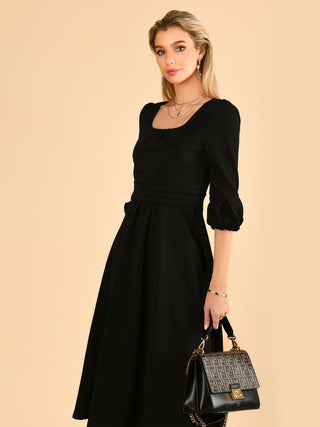 Jolie Moi Bell Sleeve Midi Dress, Black