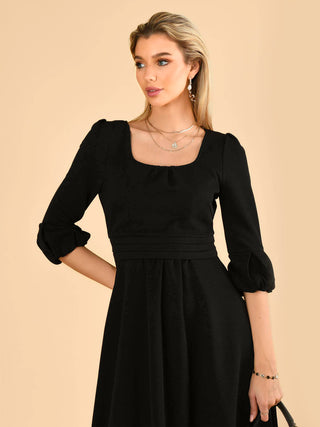 Jolie Moi Bell Sleeve Midi Dress, Black