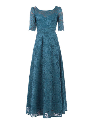 Floral Lace Tie Back Maxi Bridesmaid Dress, Teal