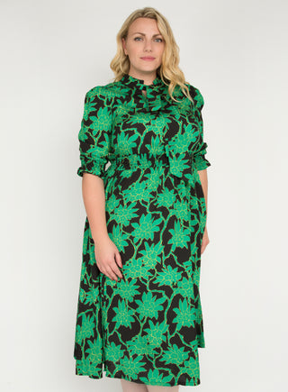 J by Jolie Moi Tie Neck Woven Midi Dress, Green Multi