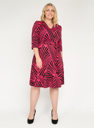 Plus Size Twist Front Maxi Dress, Pink Geo