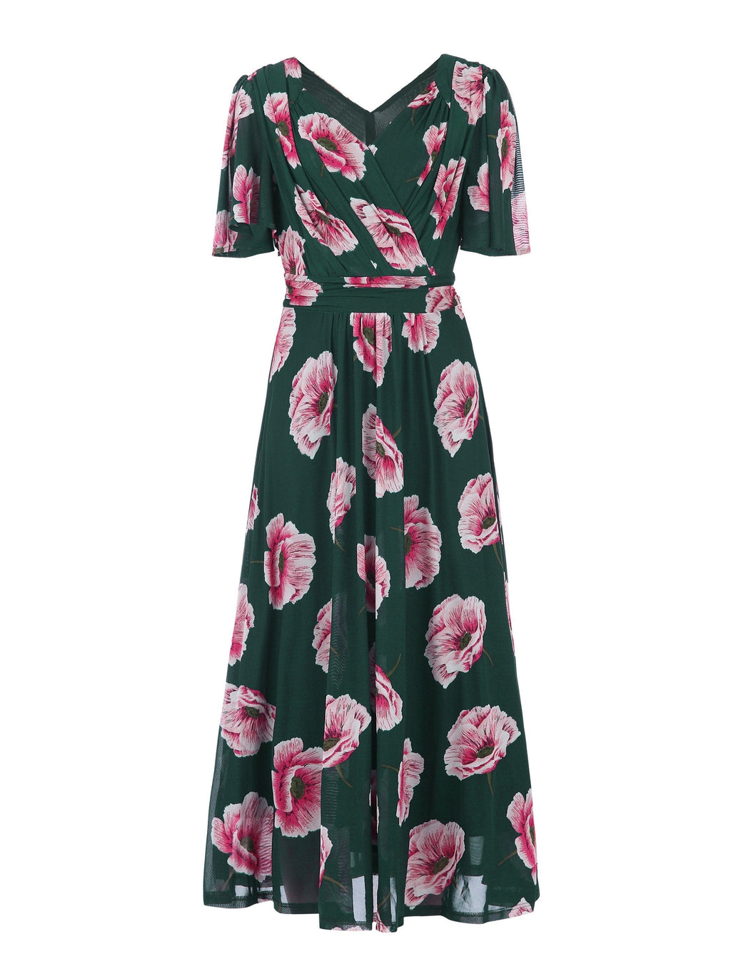 Printed Mesh Long Midi Dress, Teal Floral – Jolie Moi Retail