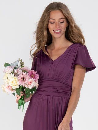 Cap Sleeve Jersey Maxi Dress , Dark Purple