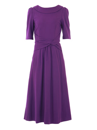 Jolie Moi Fold Over Fit and Flare Midi Dress, Dark Purple
