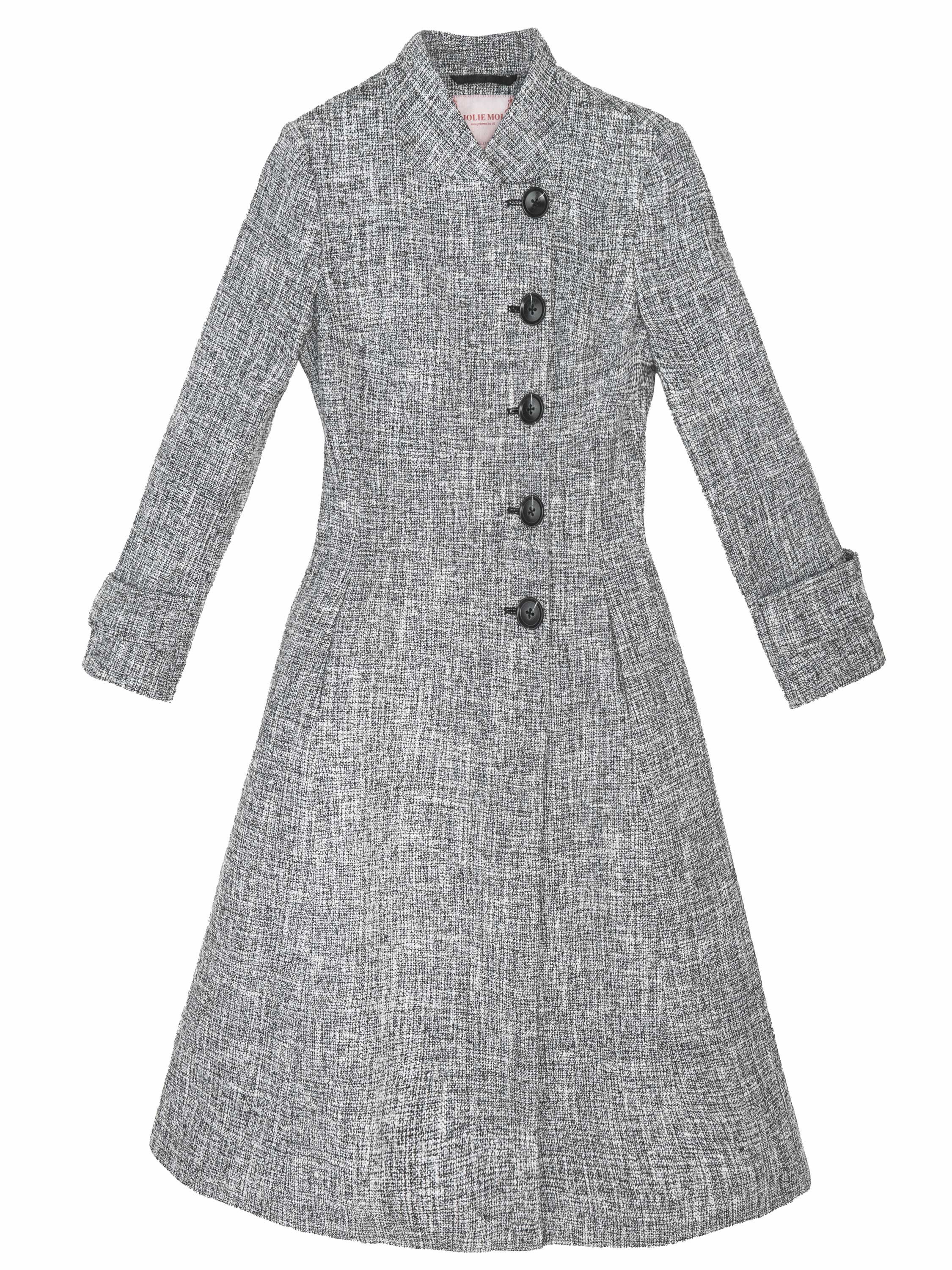 Jolie Moi Textured Longline Asymmetric Button Coat, Grey