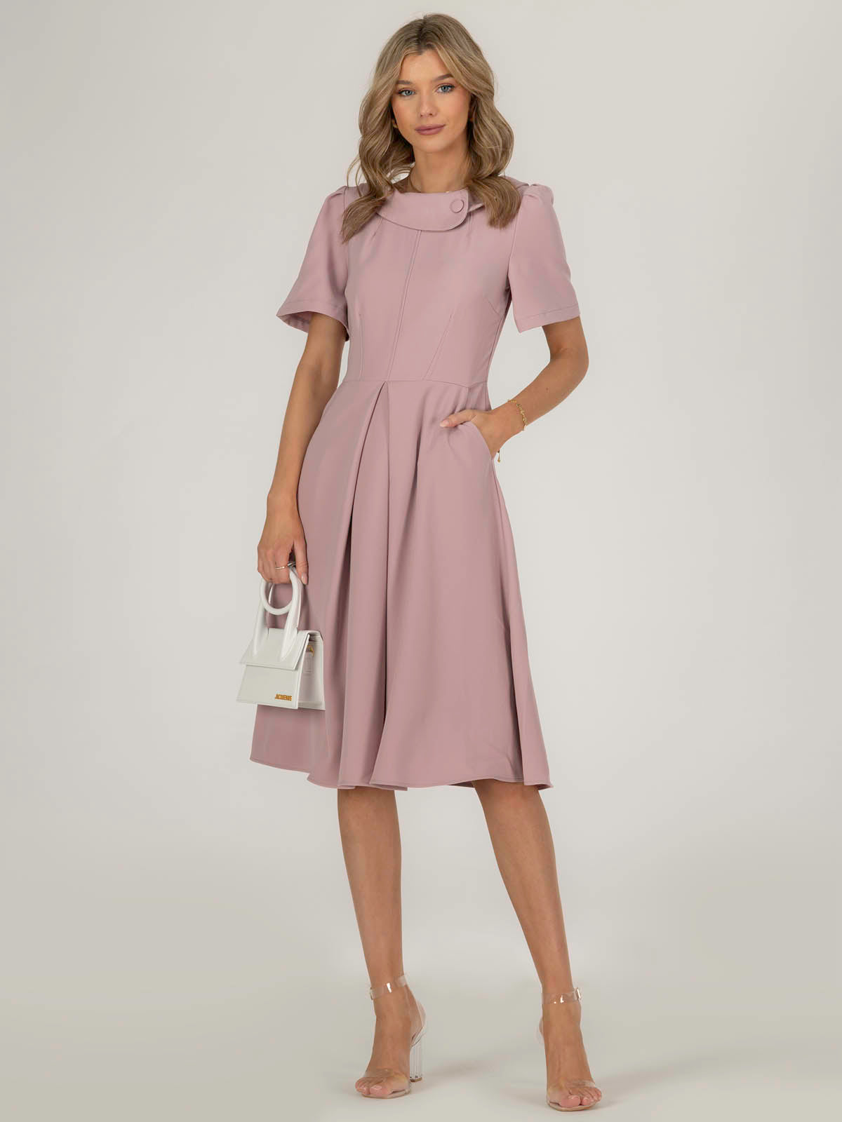 Pink white collar dress hotsell