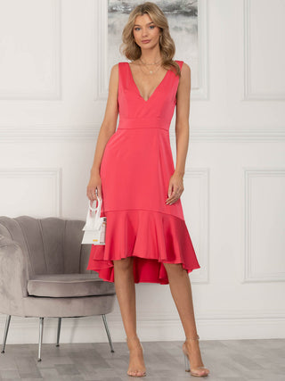 Jolie Moi Annabeth V Neck Flare Dress, Pink Jolie Moi Retail Jolie Moi Annabeth V Neck Flare Dress, Pink Jolie Moi Retail