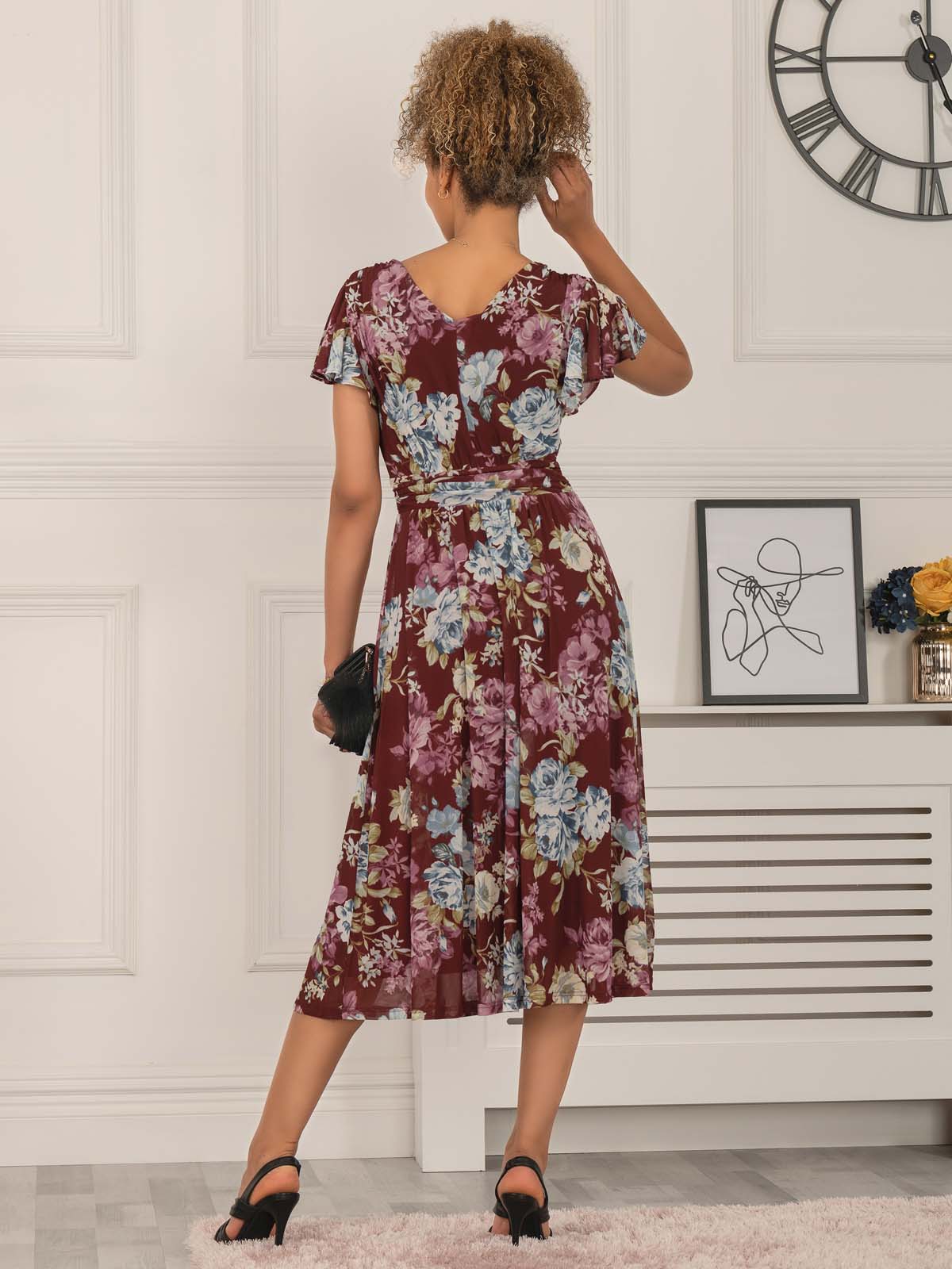 Midi wedding guest on sale dress with sleeves