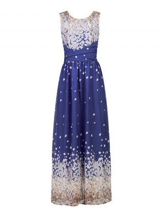Jolie Moi Print Chiffon Dress, Royal Blue