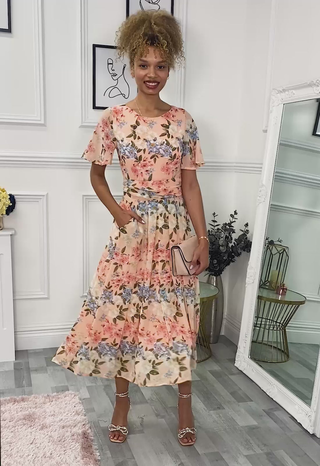 Reagan Floral Print Chiffon Dress, Pink – Jolie Moi Retail