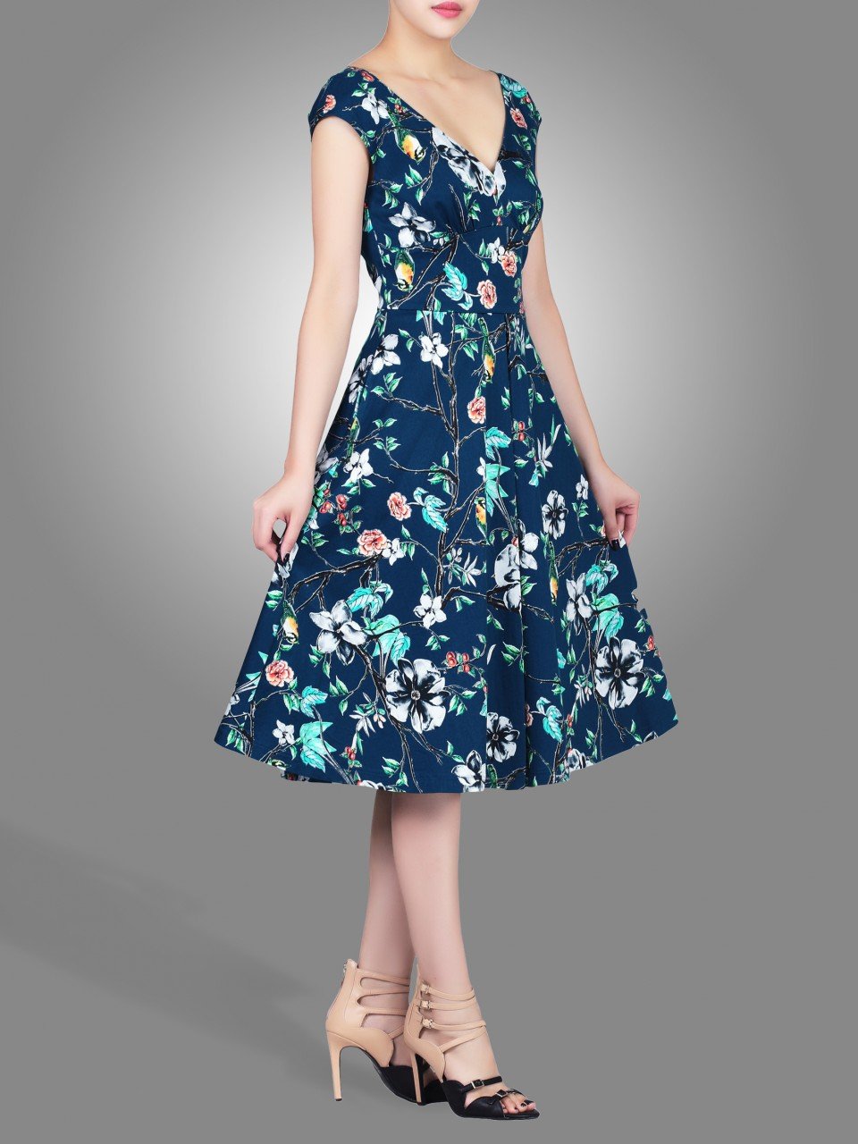 Fit and flare dress knee hot sale length floral