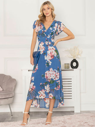 Jolie Moi Allura Mesh Maxi Dress, Royal Blue