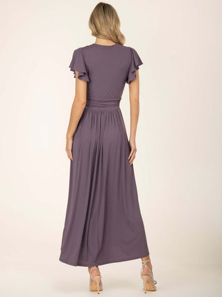 Jolie Moi Airene Cap Sleeve Maxi Dress, Mauve Purple