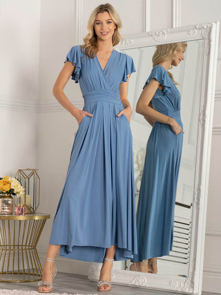 Halter Neck Lace Maxi Bridesmaid Dress, Dark Grey – Jolie Moi Retail