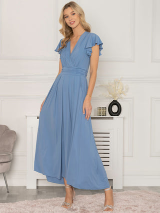 Jolie Moi Airene Cap Sleeve Maxi Dress, Steel Blue Jolie Moi Retail Jolie Moi Airene Cap Sleeve Maxi Dress, Steel Blue Jolie Moi Retail