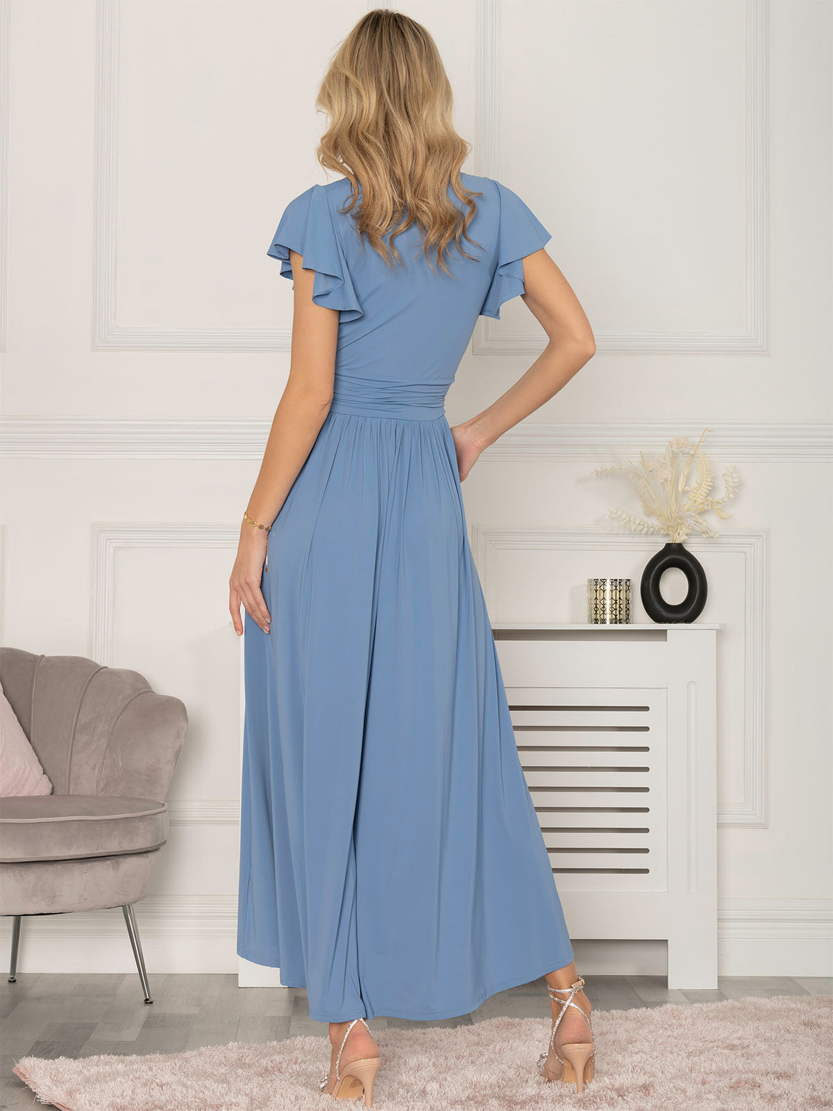 Steel blue cheap maxi dress