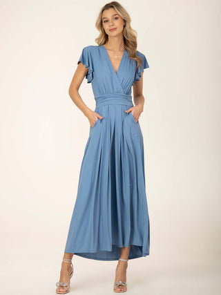 Jolie Moi Airene Cap Sleeve Maxi Dress, Steel Blue
