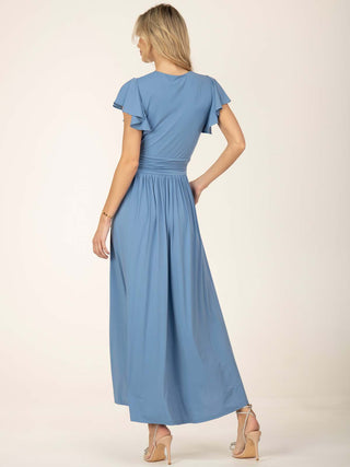 Jolie Moi Airene Cap Sleeve Maxi Dress, Steel Blue