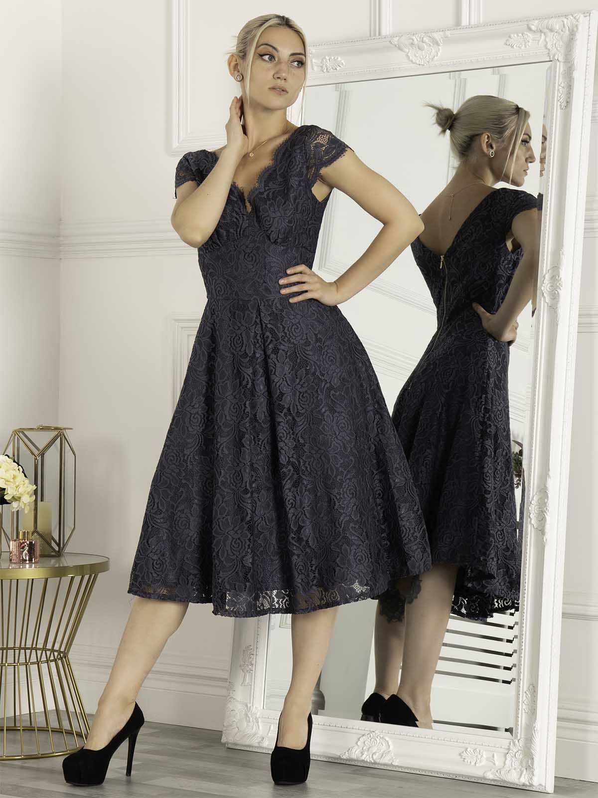 Dark grey mother store of the bride dress