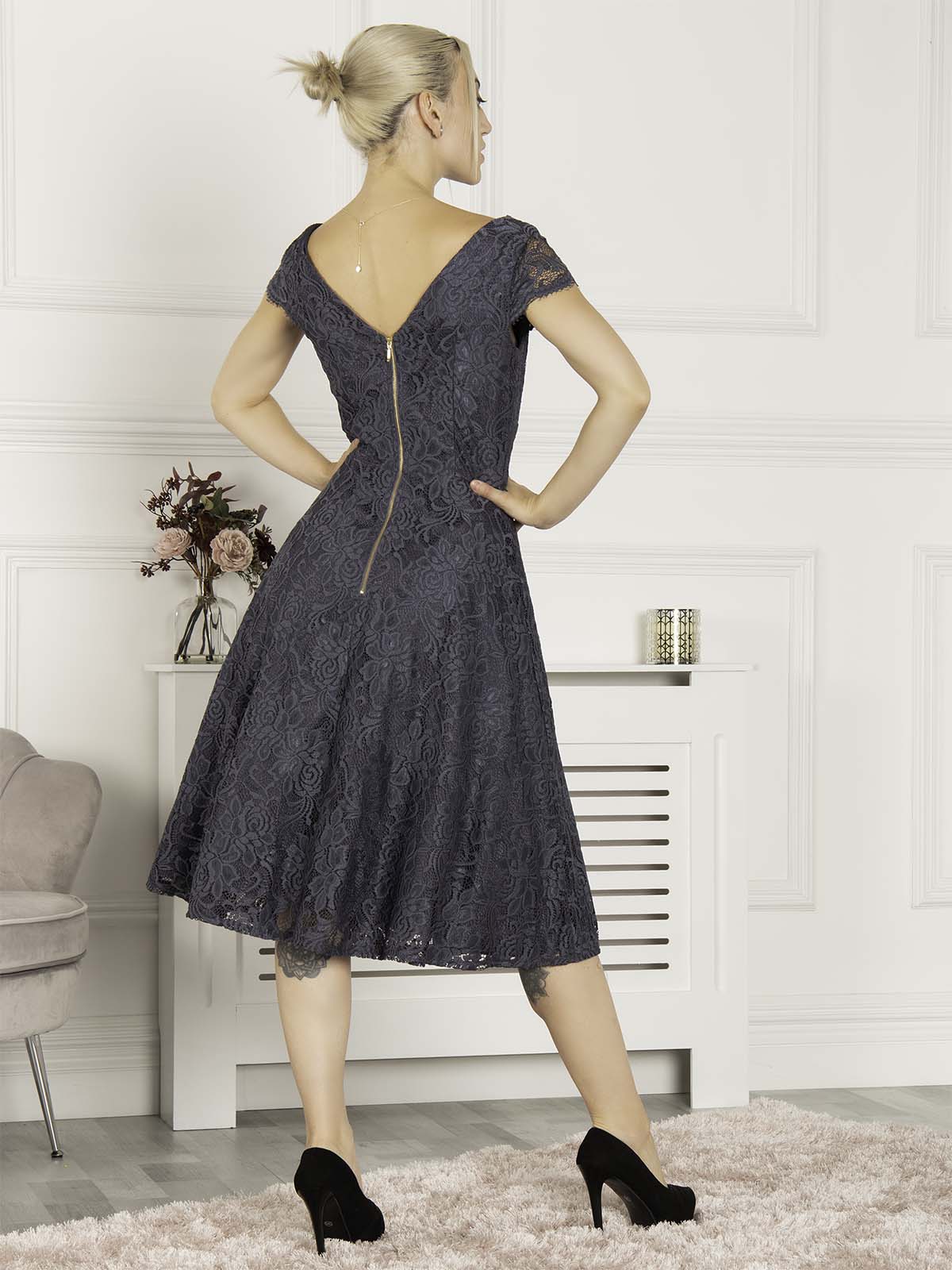 Dark gray long sales dress