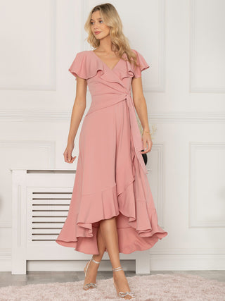 Jolie Moi Alleigh Frill Maxi Dress, Dusty Pink