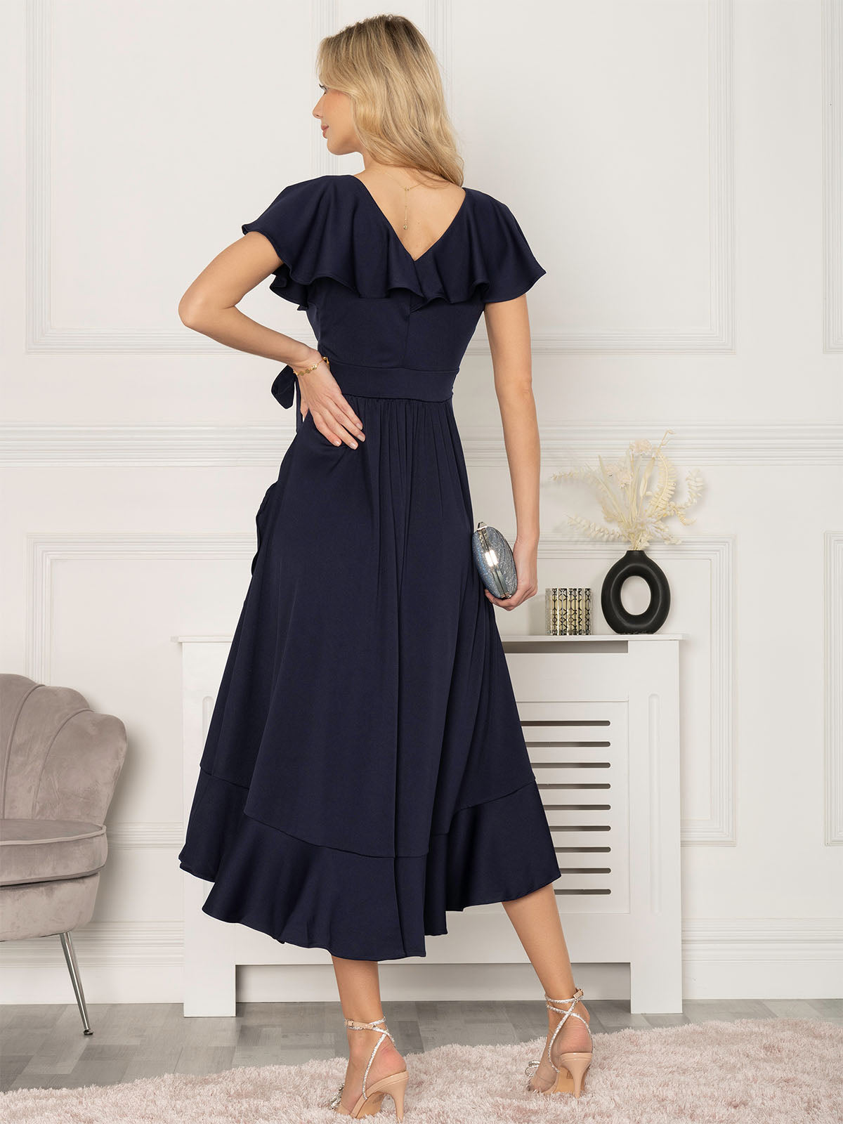 Jolie Moi Alleigh Frill Maxi Dress, Navy – Jolie Moi Retail