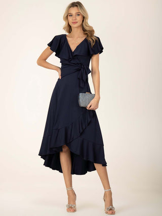 Jolie Moi Alleigh Frill Maxi Dress, Navy