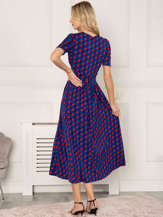Jolie Moi Akayla Printed Jersey Maxi Dress, Blue Polka – Jolie Moi