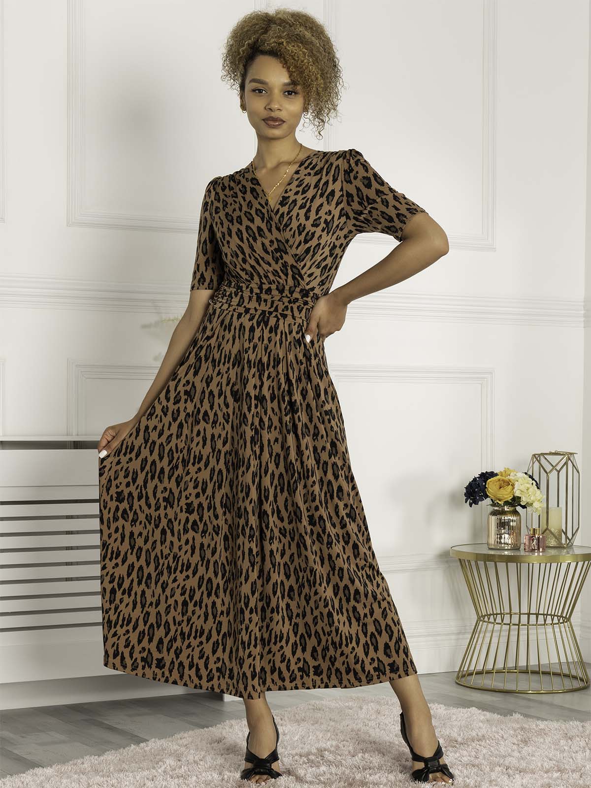 Jolie Moi Akayla Printed Jersey Maxi Dress, Brown Animal – Jolie