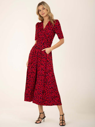 Jolie Moi Akayla Printed Jersey Maxi Dress, Red Animal