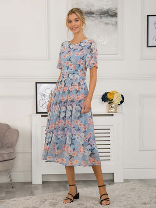 Jolie Moi Mabilie Chiffon Maxi Dress, Blue Floral