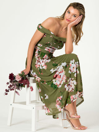 Jolie Moi Paula Bardot Floral Mesh Midi Dress, Green Floral Jolie Moi Retail Jolie Moi Paula Bardot Floral Mesh Midi Dress, Green Floral Jolie Moi Retail