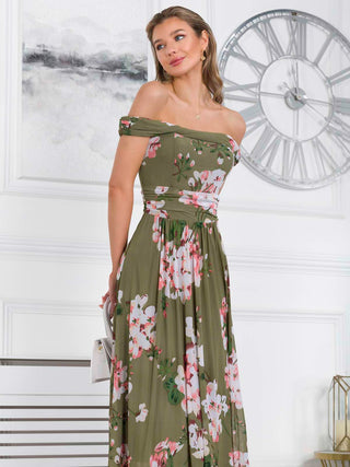 Jolie Moi Paula Bardot Floral Mesh Midi Dress, Green Floral Jolie Moi Retail Jolie Moi Paula Bardot Floral Mesh Midi Dress, Green Floral Jolie Moi Retail