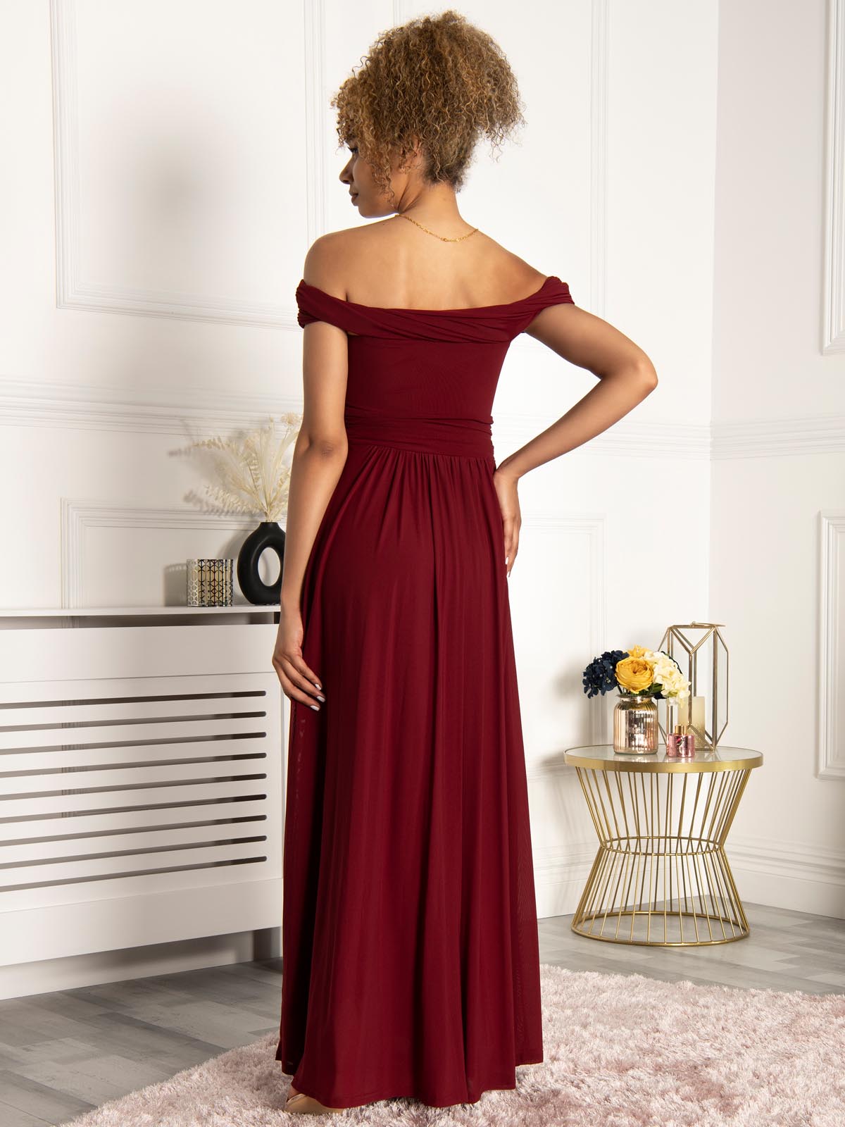 Maroon hotsell bardot dress