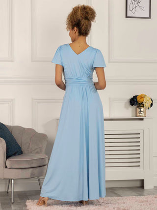 Cap Sleeve Jersey Maxi Dress, Light Blue