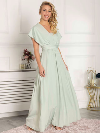Twist & Tie Multiway Bridesmaid Maxi Dress with Bandeau, Light Green