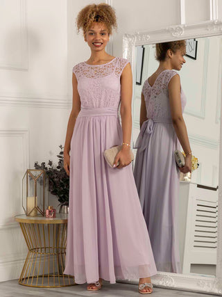 Basia Bridesmaid Lace Bodice Maxi Dress, Lilac